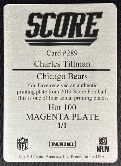 Charles Tillman 2014 Panini Score Printing Plates Magenta 1/1 Sports Trading Cards