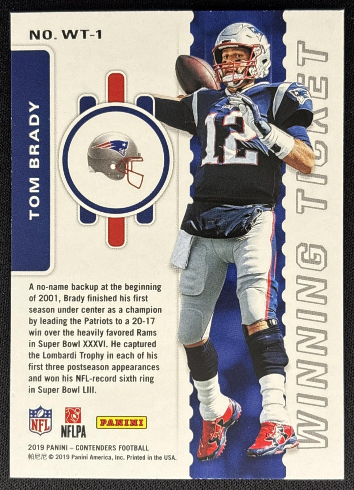 Tom Brady 2019 Panini Contenders Winning Ticket Patriots Sports Trading Cards