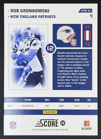 Rob Gronkowski 2012 Panini Score Numbers Game Patriots