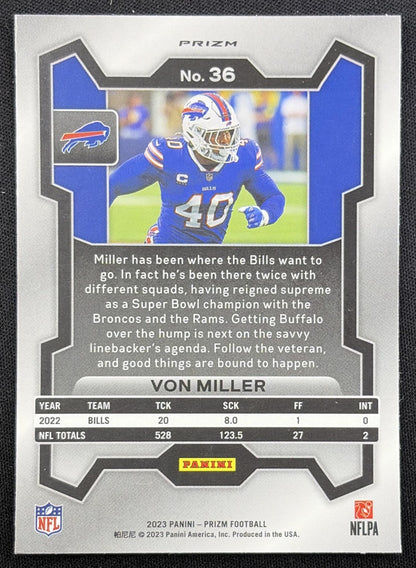 Von Miller 2023 Panini Prizm Green Wave Bills