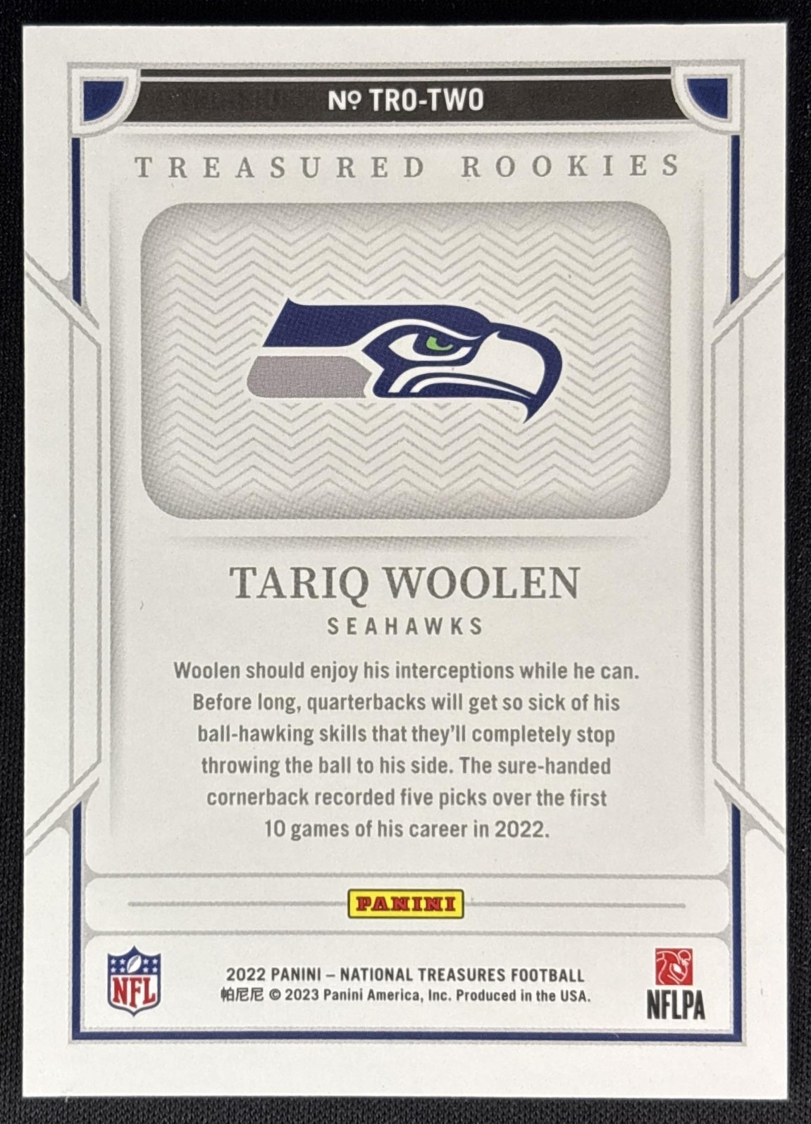 Tariq Woolen 2022 National Treasures Treasured Rookies Holo Silver /25 Seahawks Sports Trading Cards