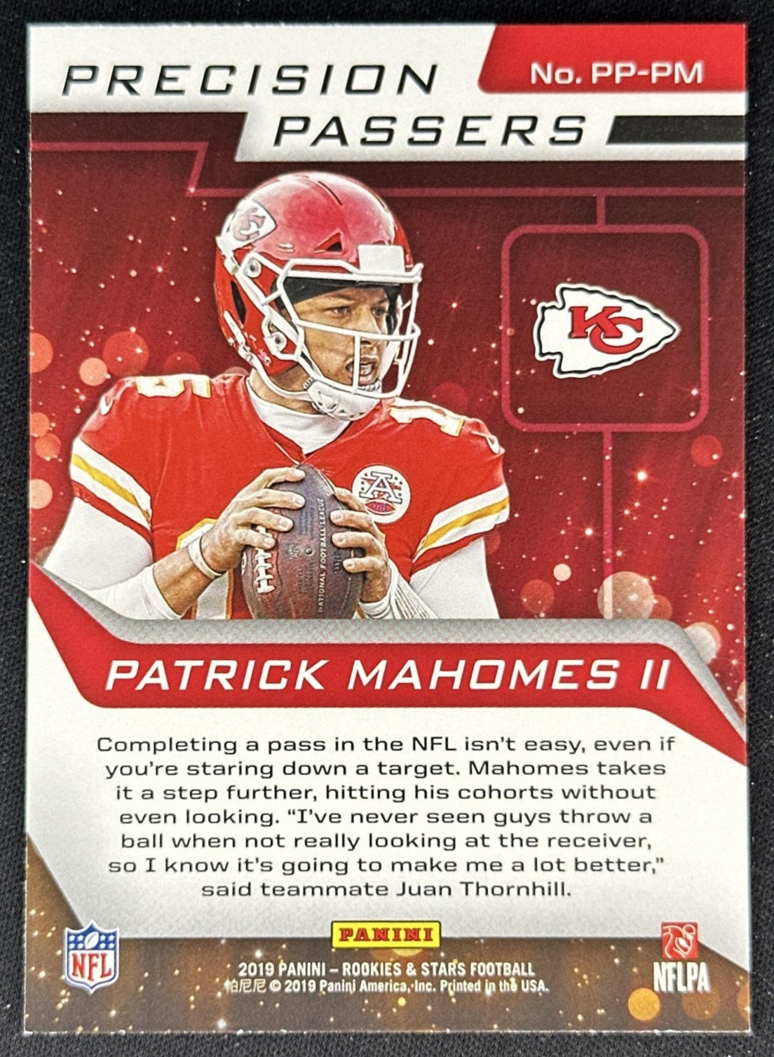 Patrick Mahomes II 2019 Panini Rookies & Stars Precision Passers Chiefs back