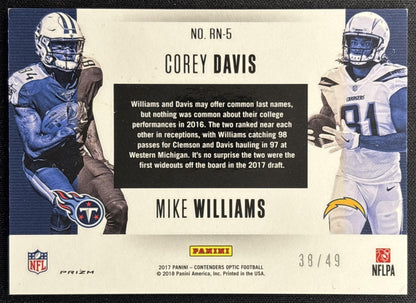 Corey Davis 2018 Panini Contenders Optic Orange /49 Titans back
