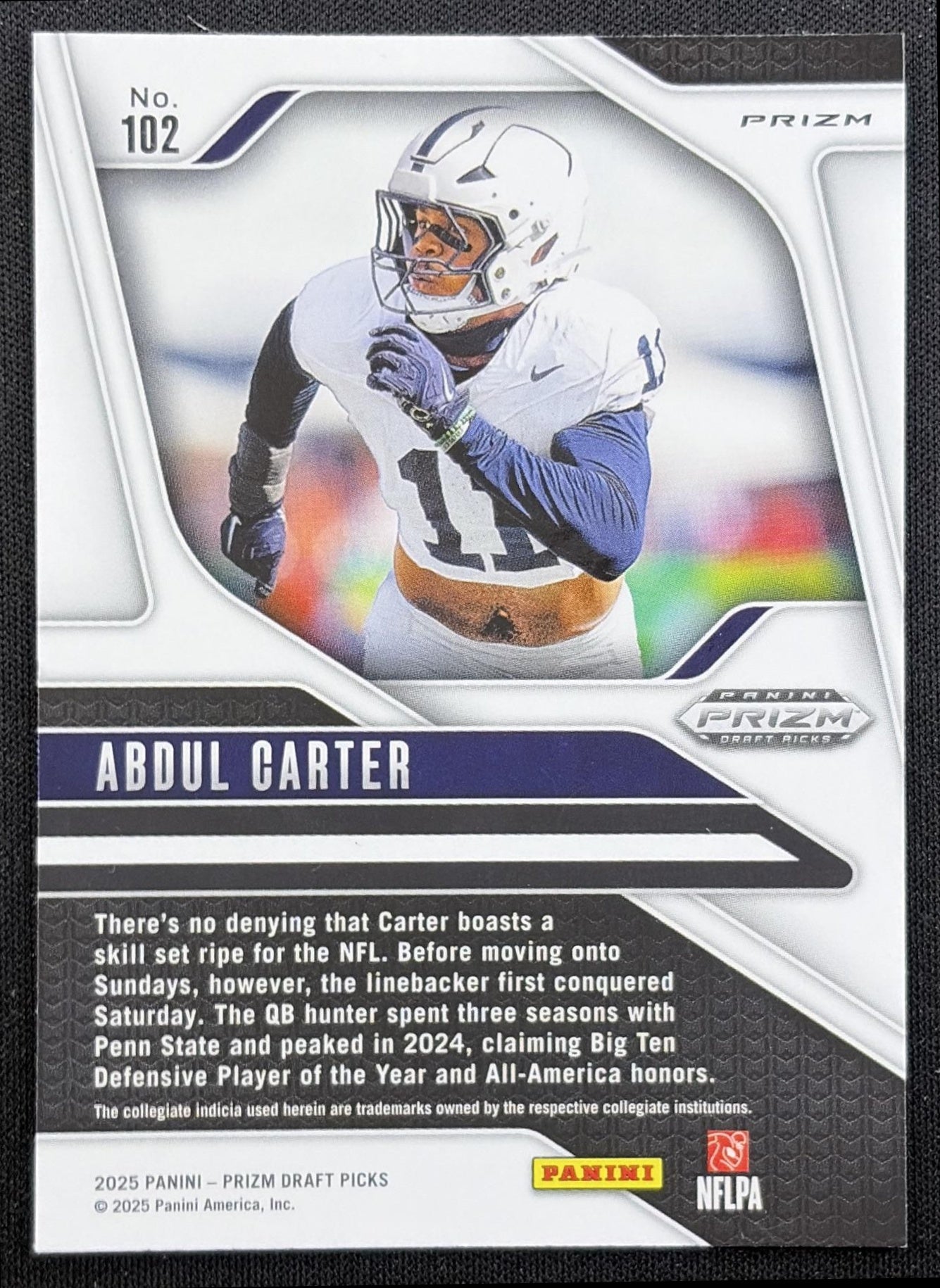 Abdul Carter 2025 Panini Prizm Draft Picks Gold Ice Nittany Lions