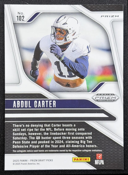 Abdul Carter 2025 Panini Prizm Draft Picks Gold Ice Nittany Lions