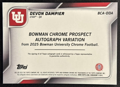 Devon Dampier 2025 Bowman Chrome University Prospect Auto Utes