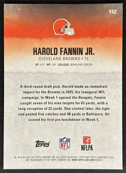 Harold Fannin Jr. 2025 Topps Signature Class Rookie Browns back