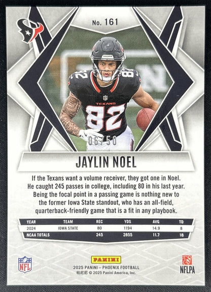 Jaylin Noel 2025 Panini Phoenix Bronze Winter Prizm /50 Texans back