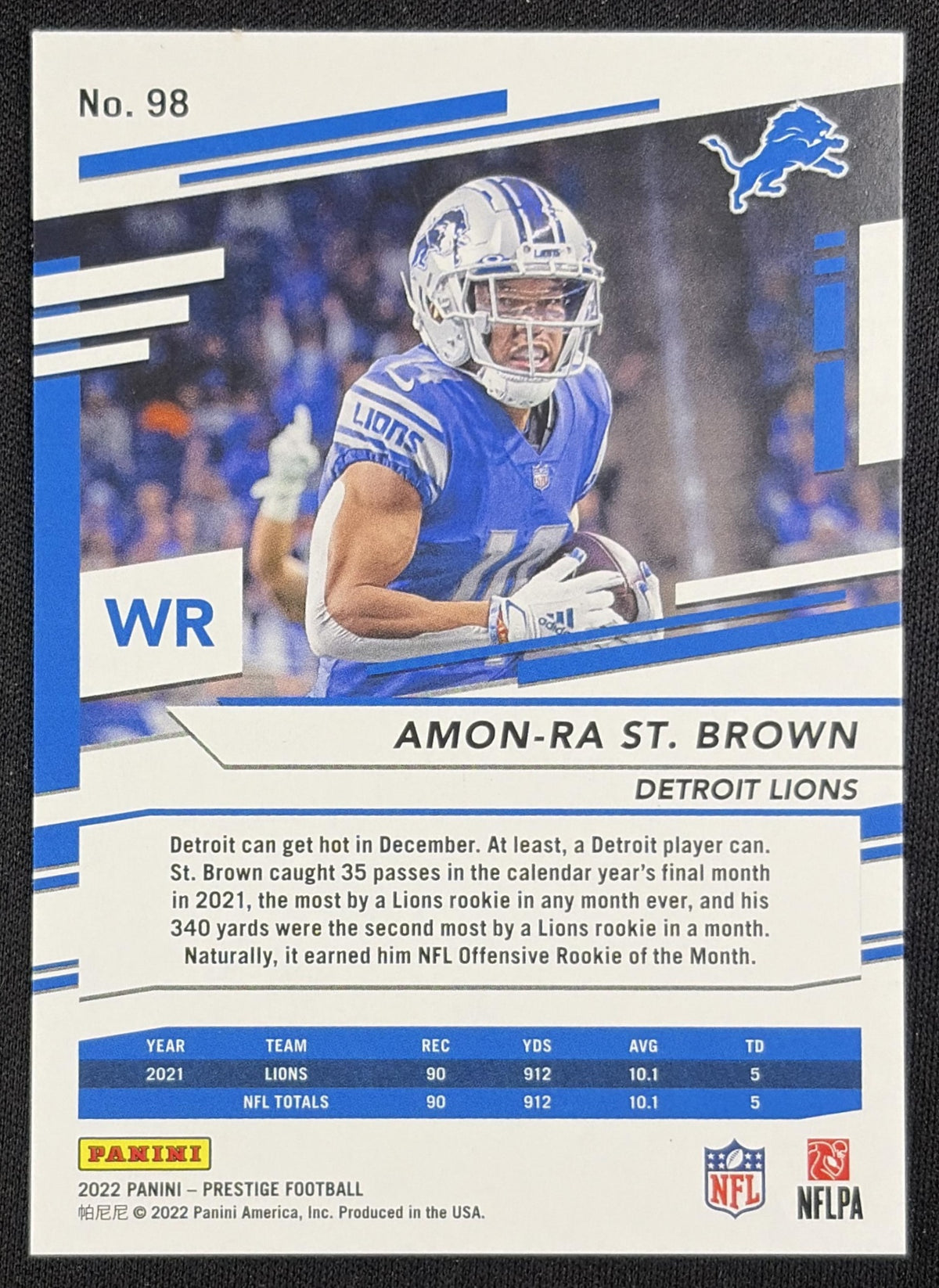 Amon-Ra St. Brown 2022 Panini Prestige Xtra Points Red /449 Lions