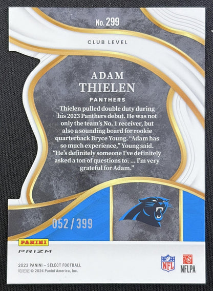 Adam Thielen 2023 Panini Select Orange Prizms Die Cut /399 Panthers