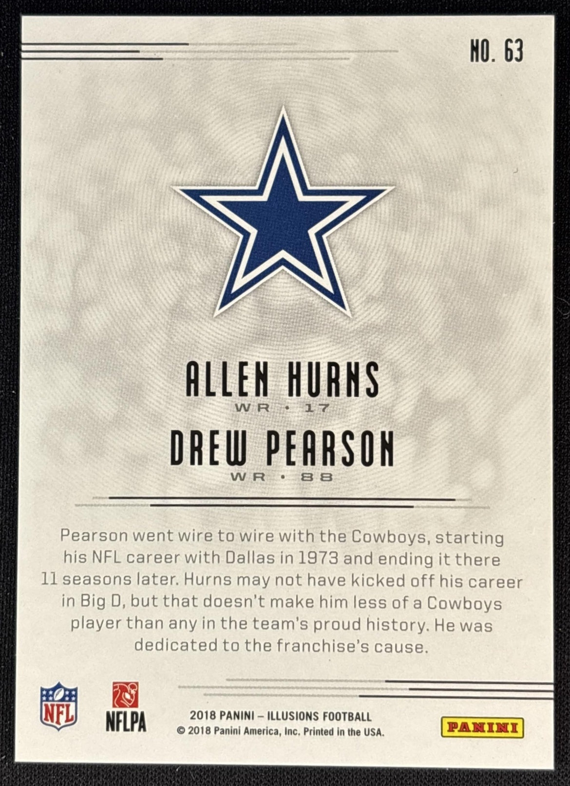 Allen Hurns Drew Pearson 2018 Panini Illusions Red /199 Cowboys Sports Trading Cards