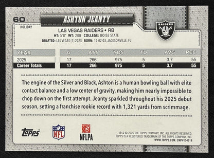 Ashton Jeanty 2026 Topps Holiday Glitter Raiders | Las Vegas Raiders