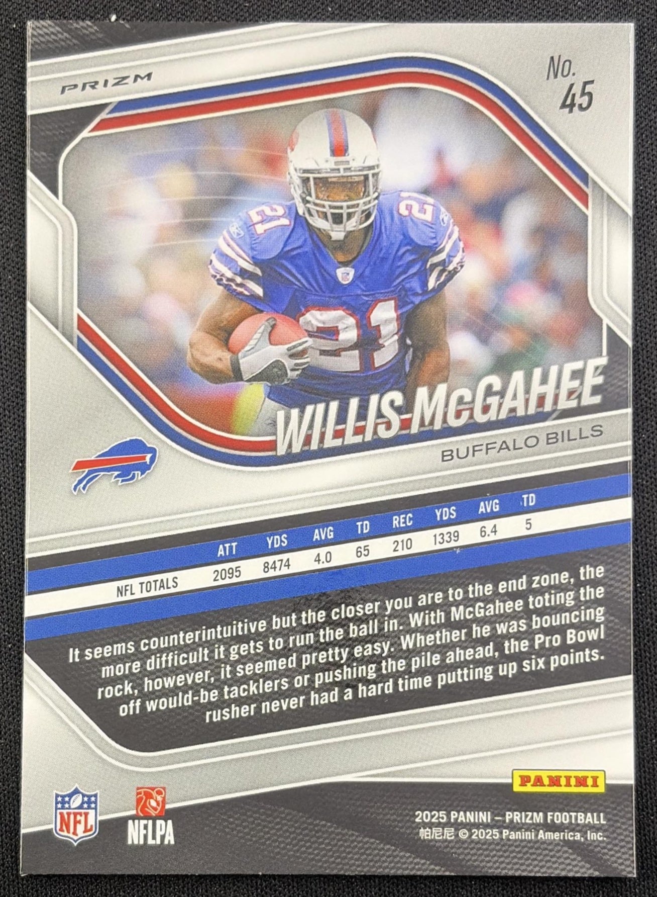 Willis McGahee 2025 Panini Prizm No Huddle Bills
