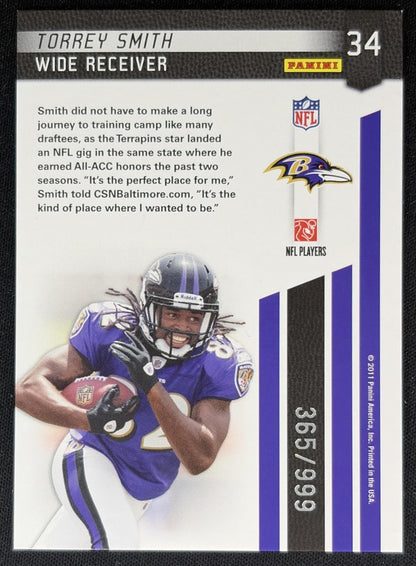 Torrey Smith 2011 Panini Certified Potential /999 Ravens back