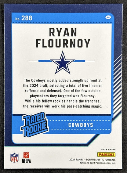 Ryan Flournoy 2024 Panini Donruss Optic Blue Hyper Cowboys Back