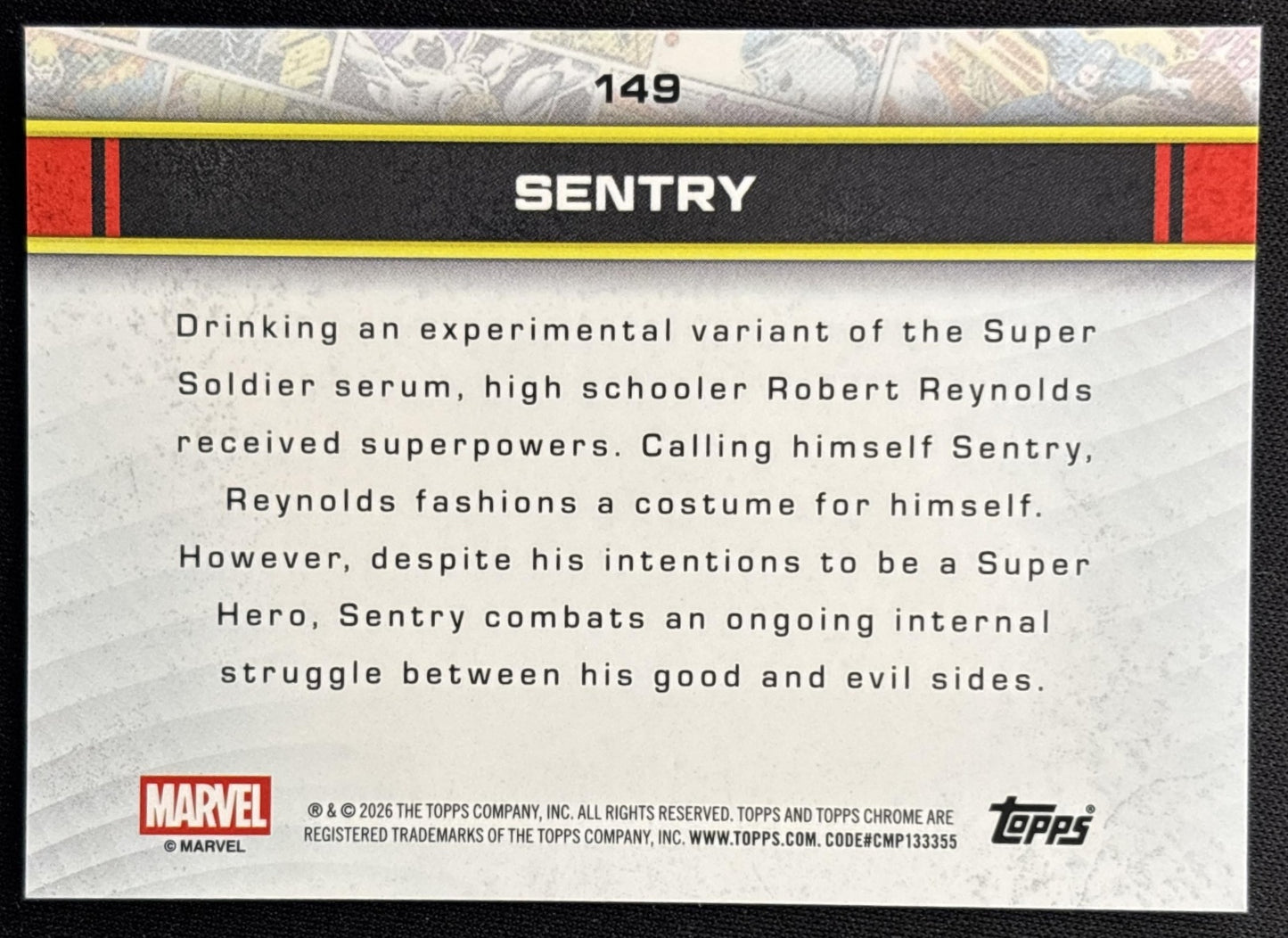 Sentry 2026 Topps Chrome Marvel Comics RayWave Refractor back