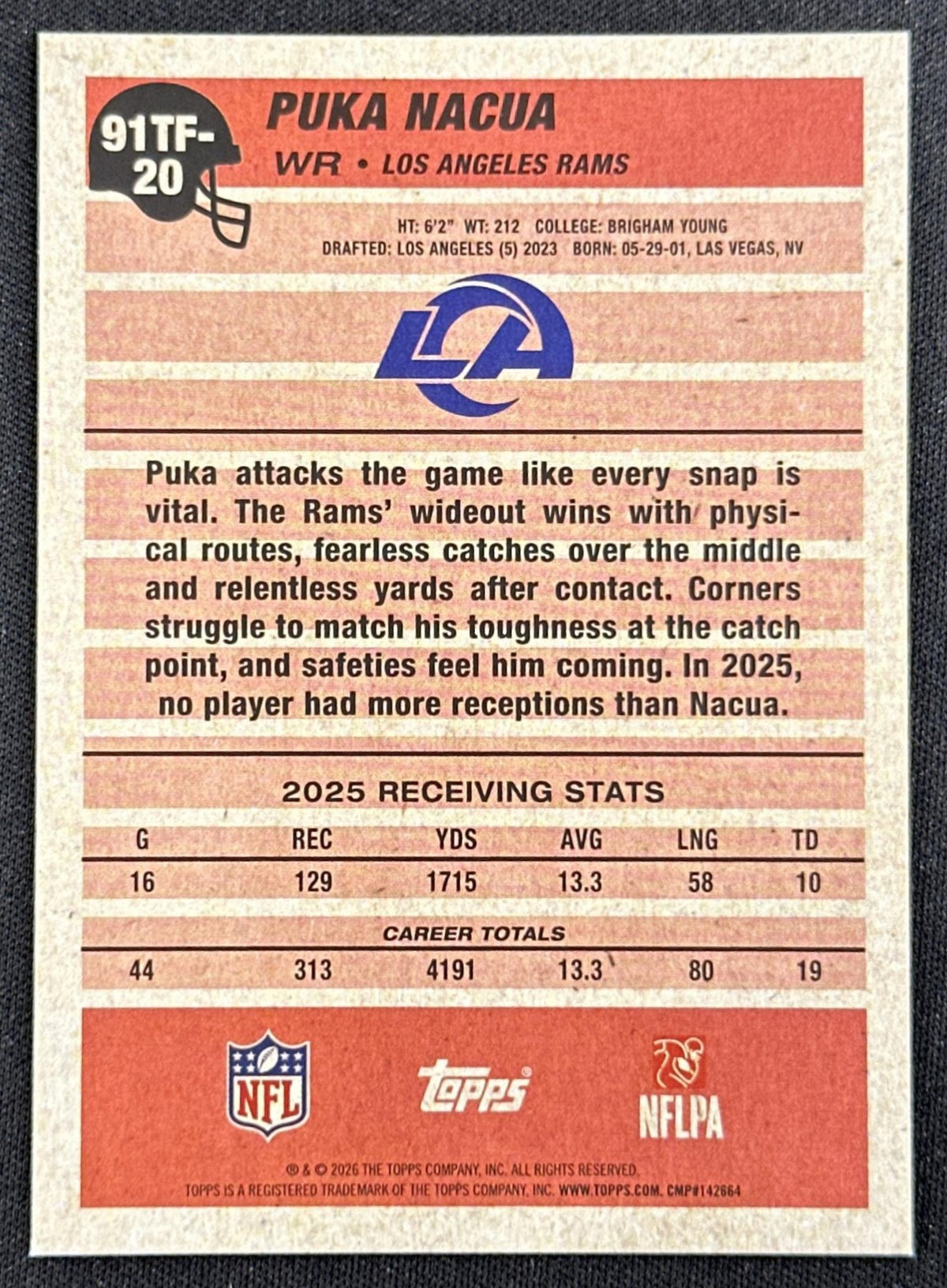 Puka Nacua 2026 Topps Flagship 1991 Rams