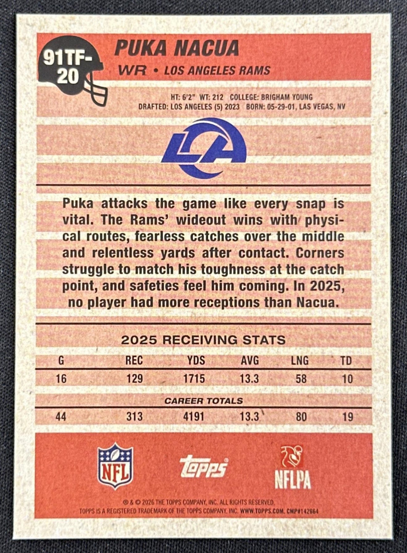 Puka Nacua 2026 Topps Flagship 1991 Rams