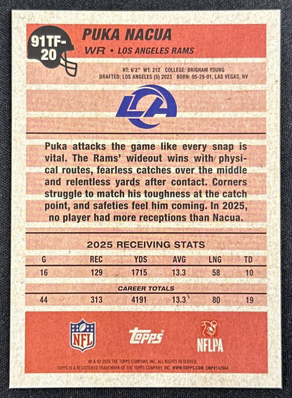 Puka Nacua 2026 Topps Flagship 1991 Rams