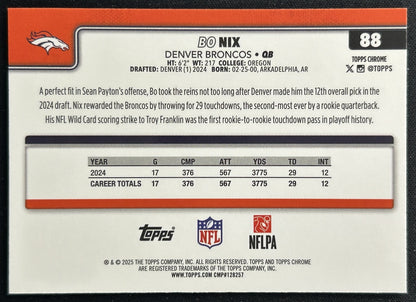 Bo Nix 2025 Topps Chrome Broncos