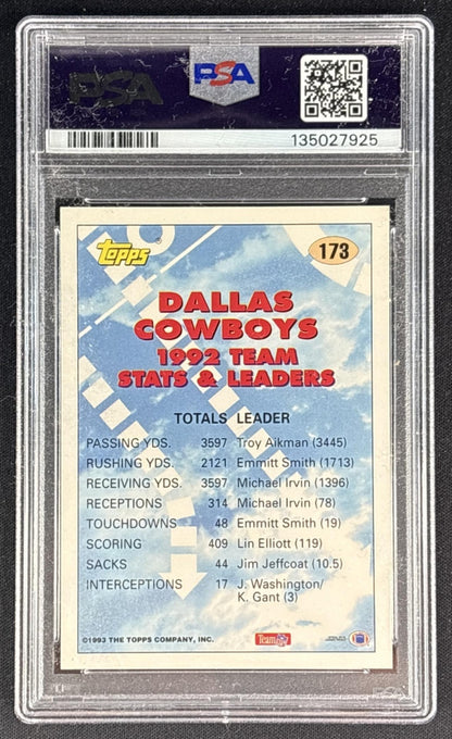 Emmitt Smith 1993 Topps PSA 10 Cowboys Back