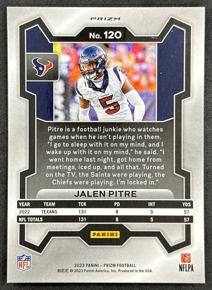 Jalen Pitre 2023 Panini Prizm Silver Texans back sports trading card