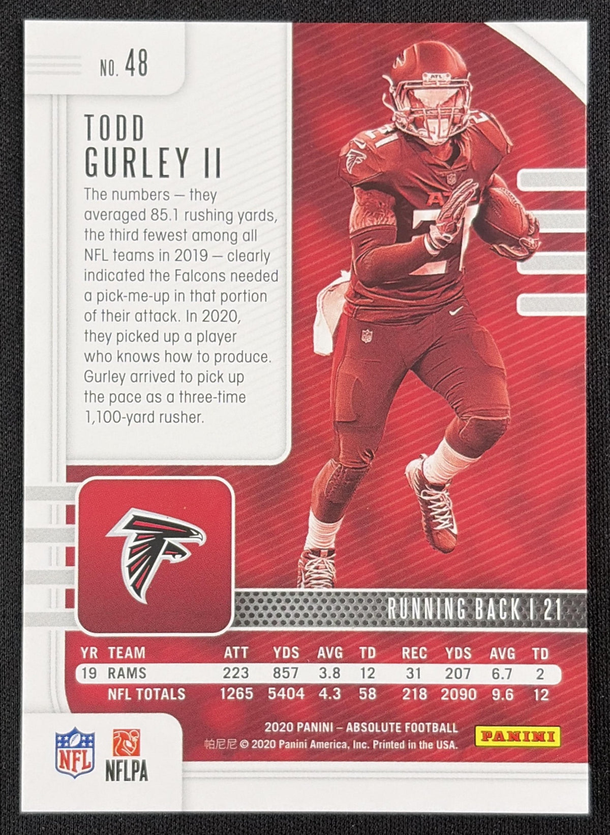 Todd Gurley II 2020 Panini Absolute Spectrum Orange /75 Falcons