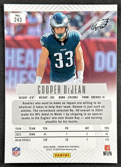 Cooper DeJean 2024 Panini Prizm Deca Eagles Sports Trading Cards
