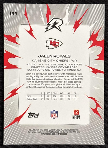 Jalen Royals 2025 Topps Resurgence Chiefs