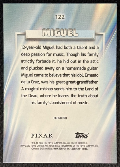 Miguel 2026 Topps Chrome Disney Refractor Coco Back