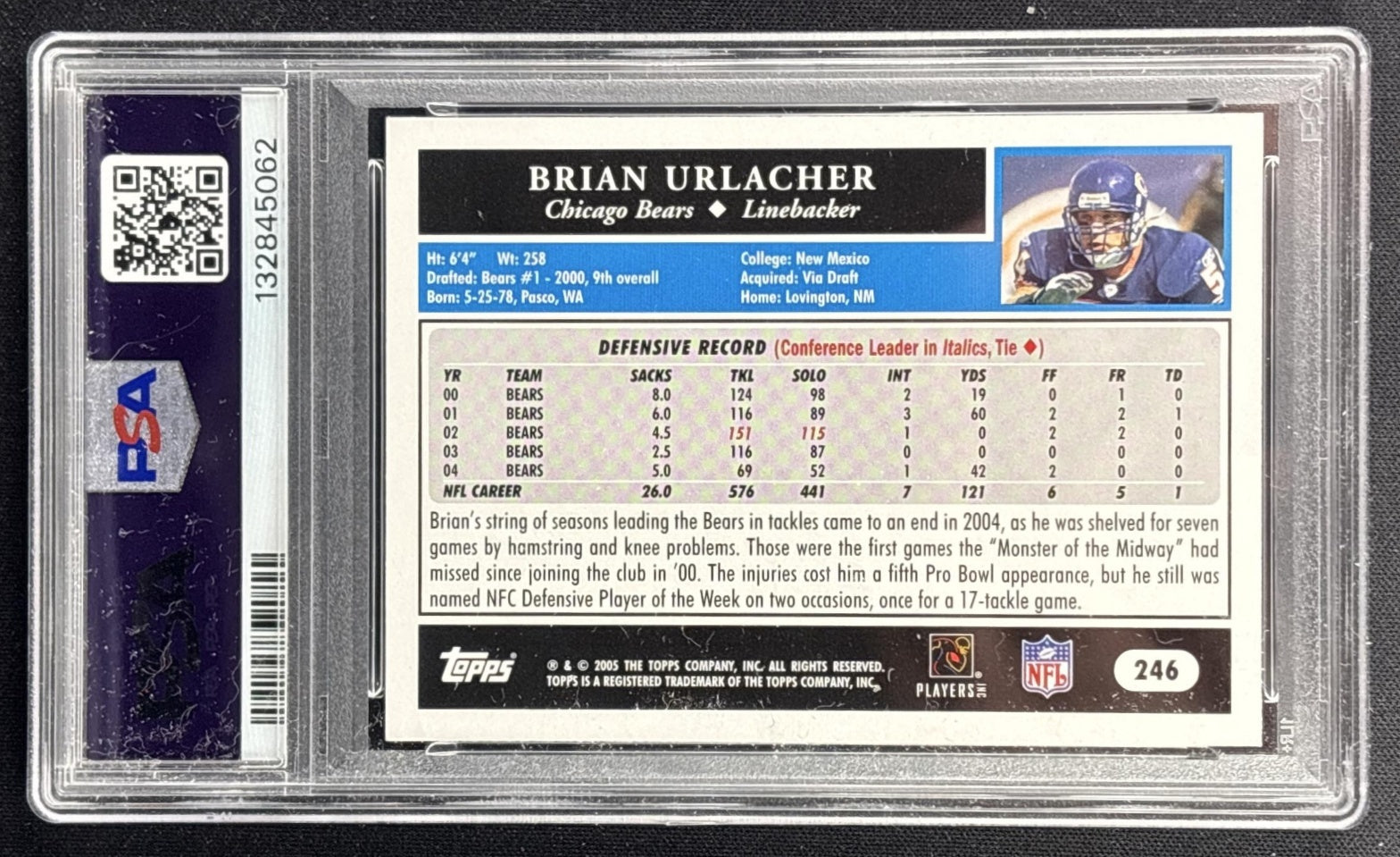 Brian Urlacher 2005 Topps 1st Edition PSA 9 Bears Sports Trading Cards