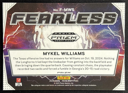 Mykel Williams 2025 Panini Prizm Draft Picks Fearless Red Ice Bulldogs 49ers Sports Trading Cards