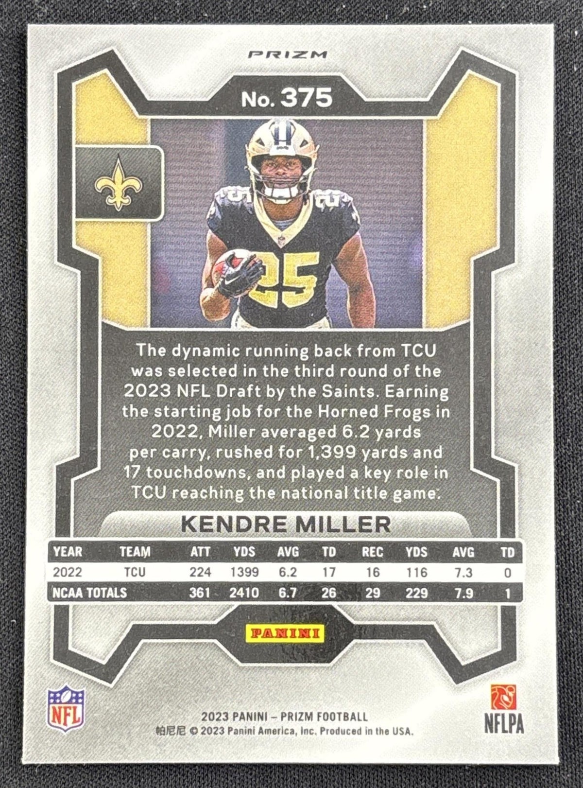 Kendre Miller 2023 Panini Prizm Neon Green Pulsar Saints