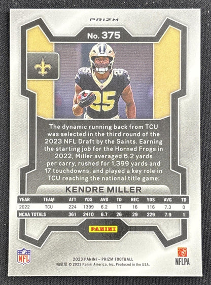 Kendre Miller 2023 Panini Prizm Neon Green Pulsar Saints