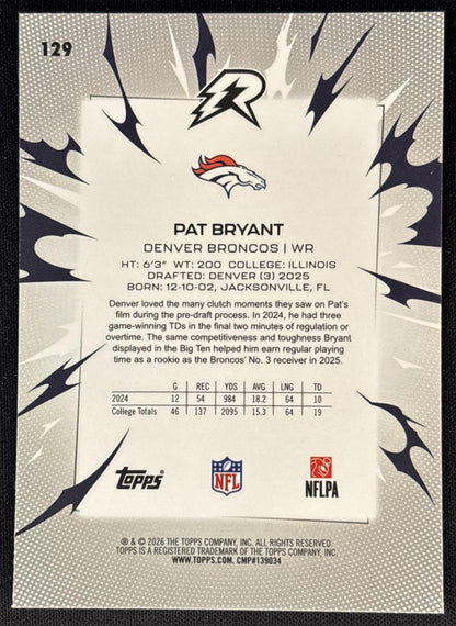 Pat Bryant 2025 Topps Resurgence Sky Blue and Pink Shock Refractor Broncos Denver Broncos Sports Trading Cards