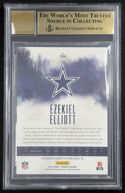 Ezekiel Elliott 2016 Panini Origins Auto Rookie BGS 9.5 Auto 10 Cowboys