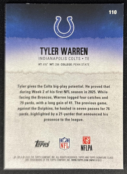 Tyler Warren 2025 Topps Signature Class Rookie Blue & Yellow Foil Colts Sports Trading Cards