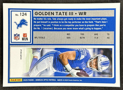Golden Tate III 2025 Panini Donruss Optic Stars Prizm Lions Sports Trading Cards