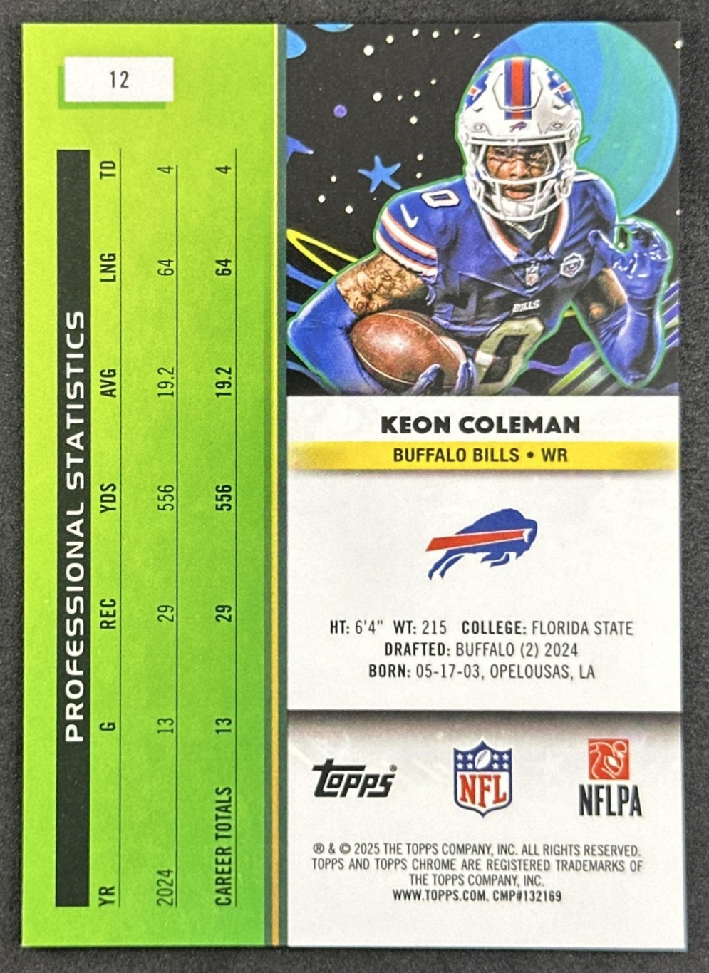 Keon Coleman 2025 Topps Cosmic Chrome Purple Nebula Refractor /150 Bills Sports Trading Cards