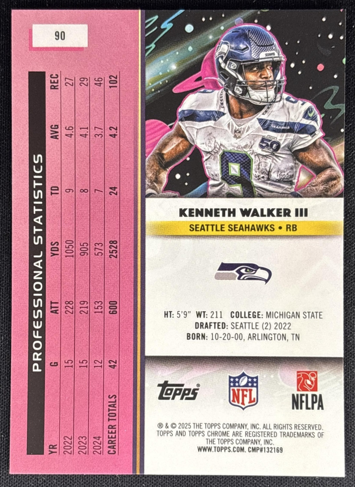 Kenneth Walker III 2025 Topps Cosmic Chrome Seahawks back