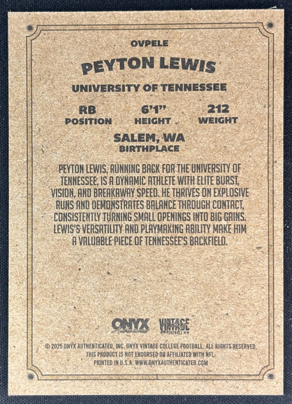 Peyton Lewis 2025 Onyx Vintage Sports Trading Cards