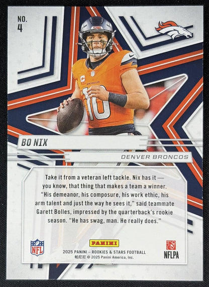 Bo Nix 2025 Panini Rookies & Stars Purple /999 Broncos Football
