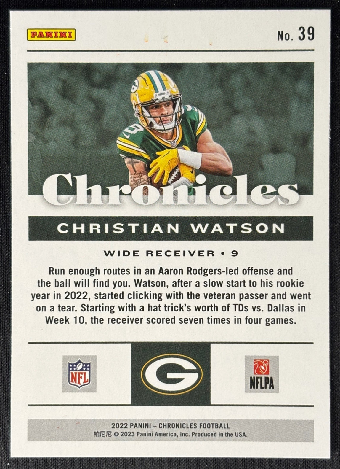 Christian Watson 2022 Chronicles Orange Packers