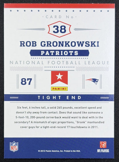 Rob Gronkowski 2012 Panini Prestige Stars of the NFL Patriots New England Patriots
