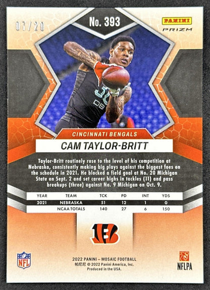 Cam Taylor-Britt Mosaic No Huddle /20 Pink Bengals Sports Trading Cards