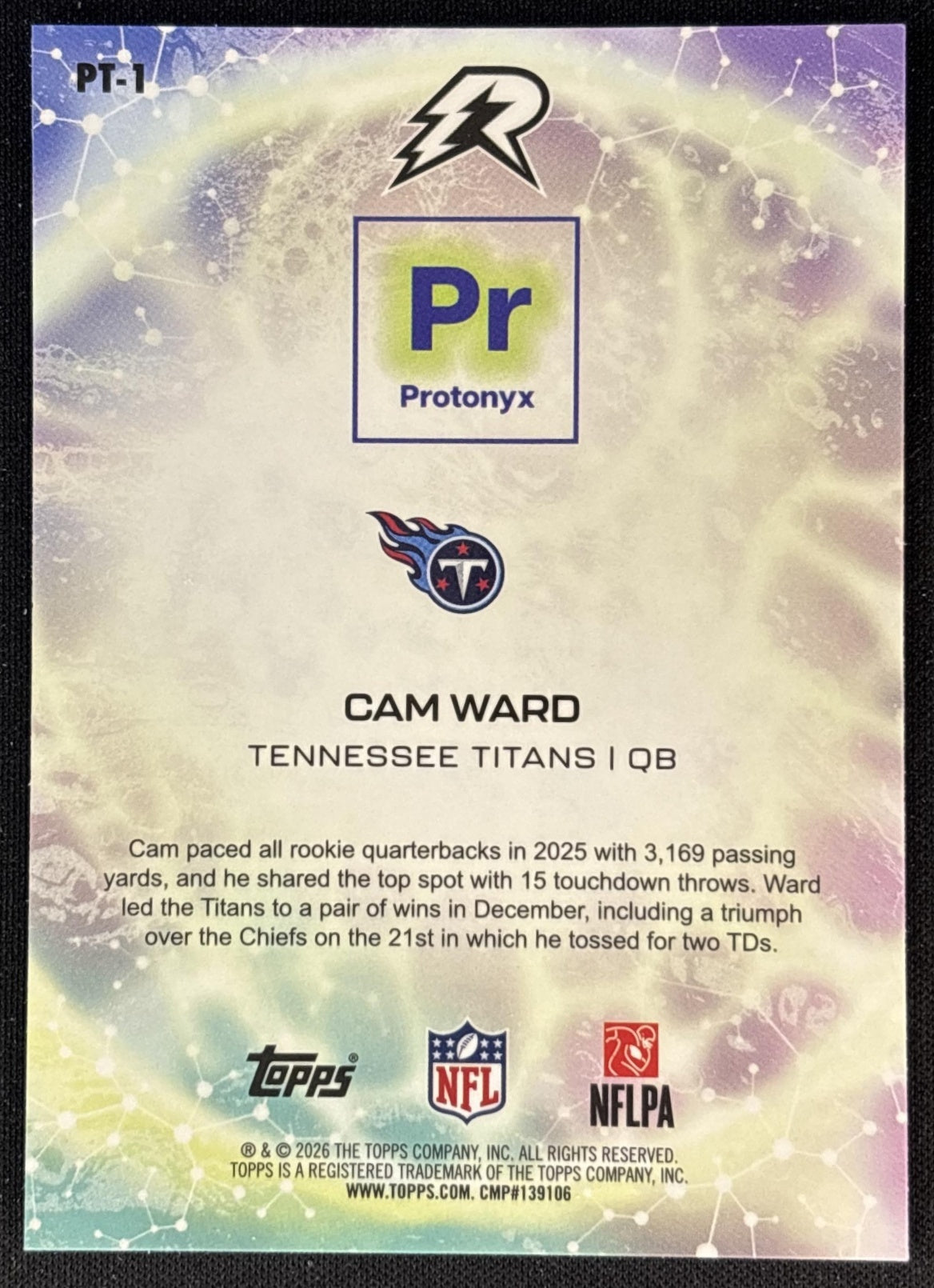 Cam Ward 2025 Topps Resurgence Protonyx Titans Tennessee Titans Sports Trading Cards
