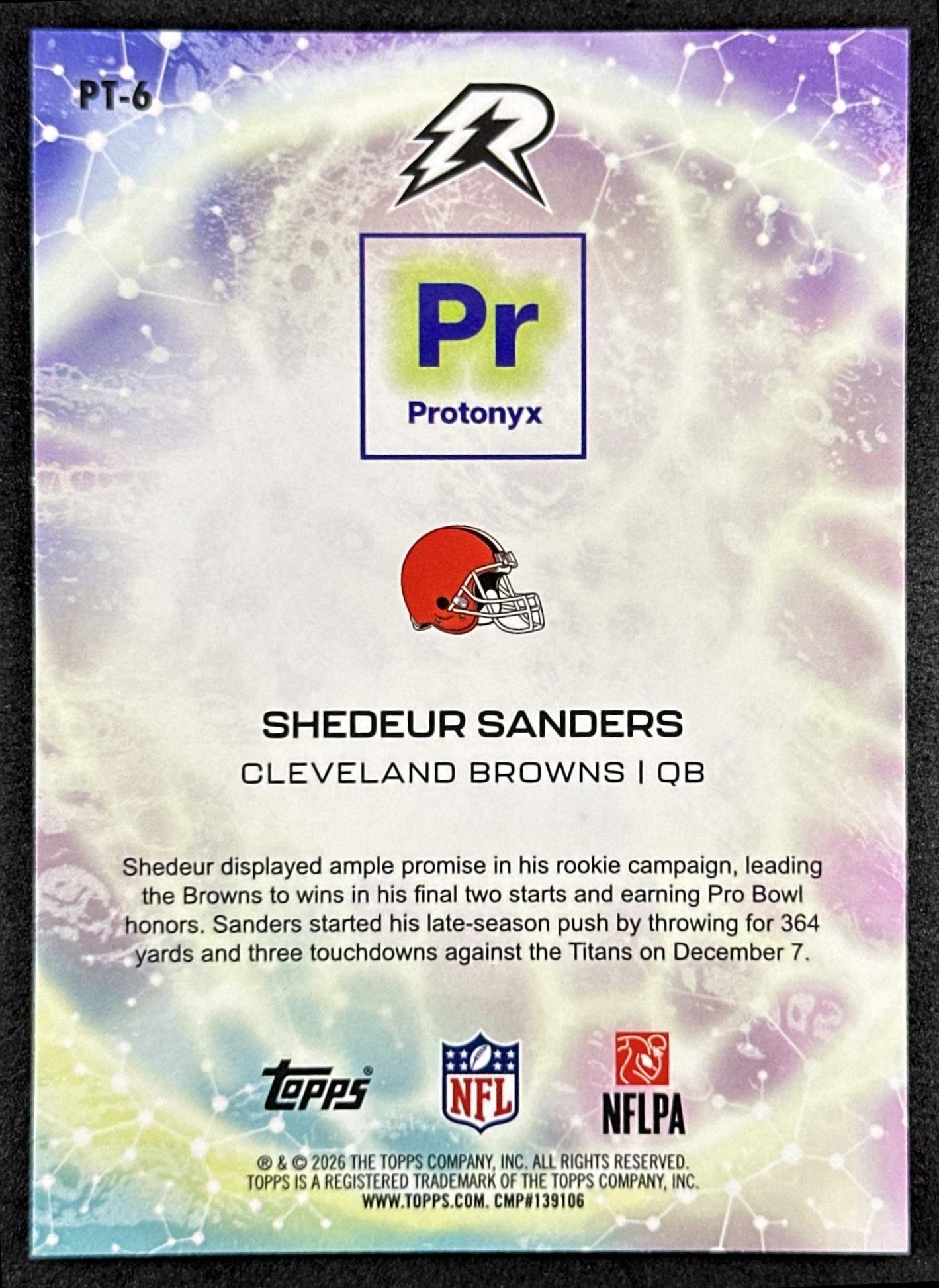 Shedeur Sanders 2025 Topps Resurgence Protonyx Browns