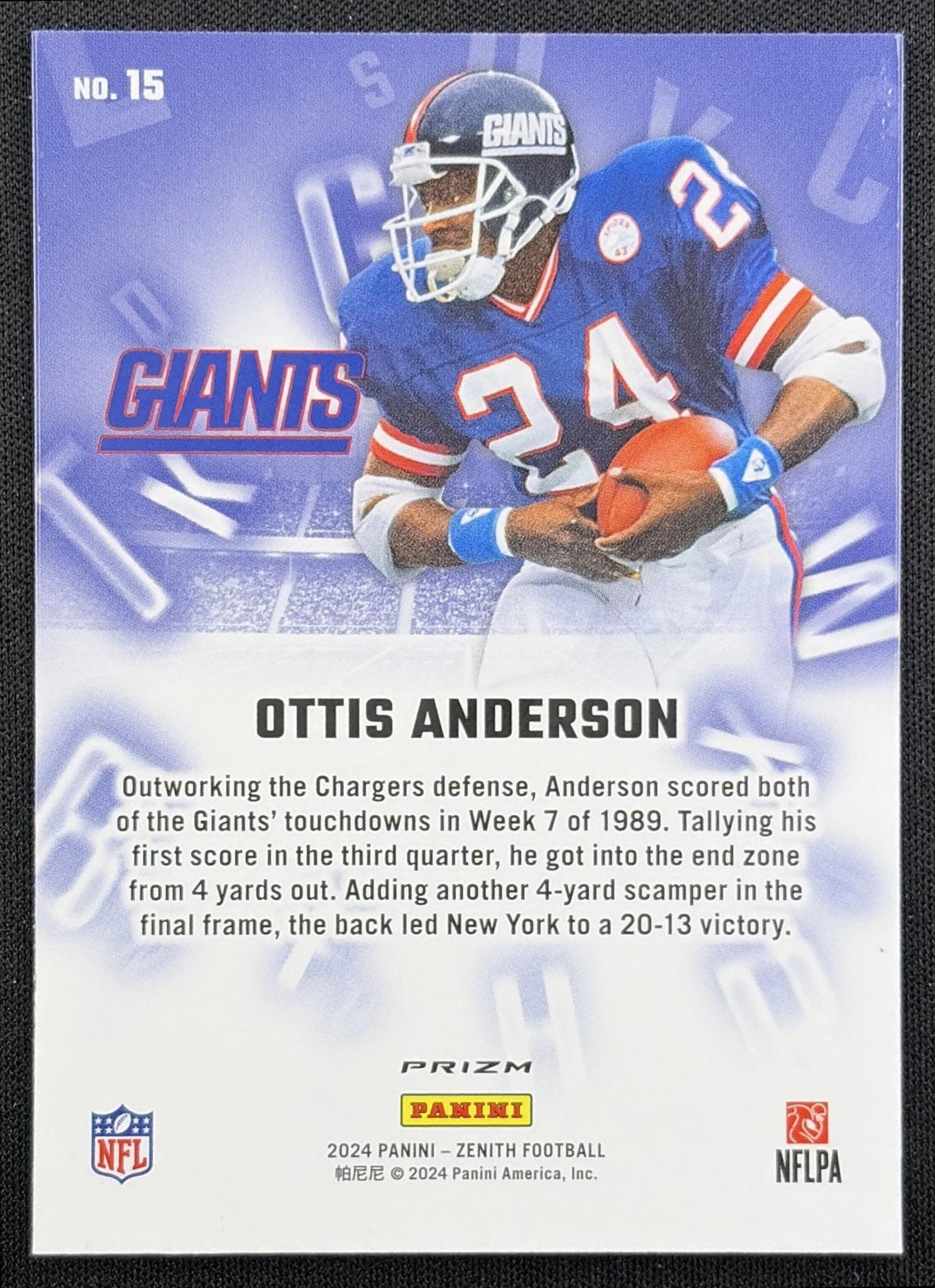 Ottis Anderson 2024 Panini Zenith A to Z Orange Giants
