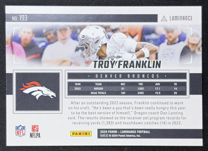 Troy Franklin 2024 Panini Luminance Gold /299 Broncos