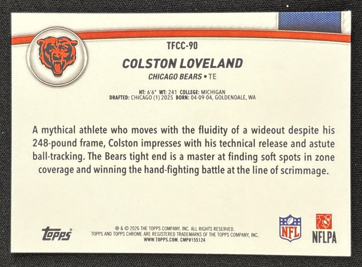 Colston Loveland 2026 Topps The Collection Chrome Bears
